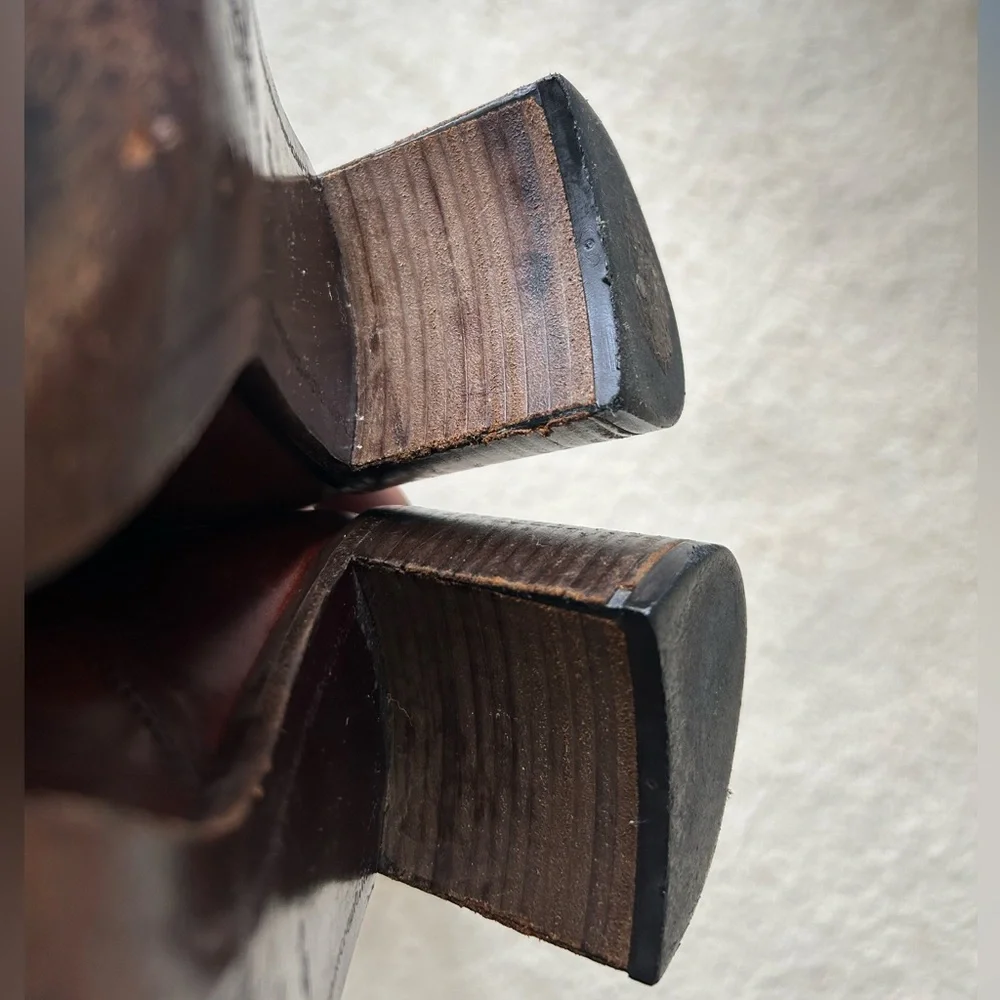 Joan & David Brown Leather Heeled Ankle Boots Italy Buckle Strap EU 40.5 Chelsea - Picture 10 of 14